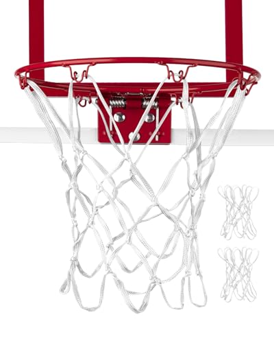 Mini Basketball Net Replacement 8 Loops, 2 Pack — Heavy-Duty 12" Nylon, Fits 8"-10.25" Hoops for Indoor Door & Outdoor Play