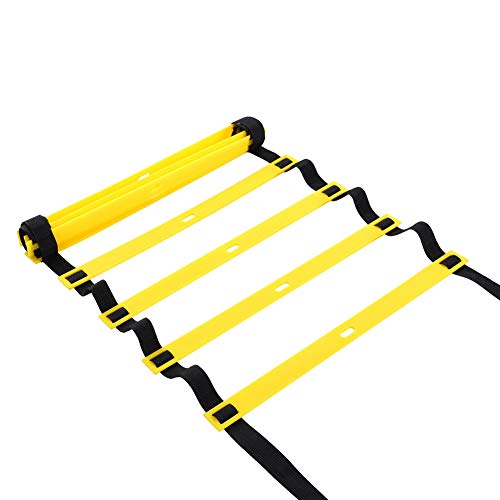 Agility Ladder Speed Training Ladder Footwork, with Adjustable Flat Rungs Nylon Strap and Ground Nails for Soccer Football Fitness Speed Training - color: 8 meters 16 knots