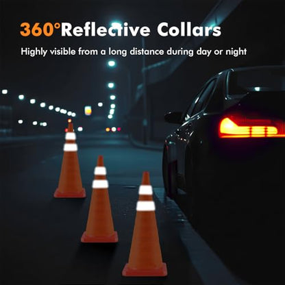 Jade Butterfly 28 Inch 2 Pack Collapsible Traffic Safety Cones, Orange Cones with Reflective Collar, Portable Multipurpose Traffic Cones for Parking Construction Driving Training Sports Practice - size: 28” - 2PACK