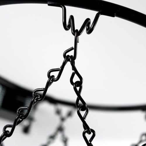 Black Mini Basketball Rim Set, Includes: Chain Net, 2 Door Hooks, Ball, Ball Pump, Screws, 9-inch Hoop with 6 Hooks