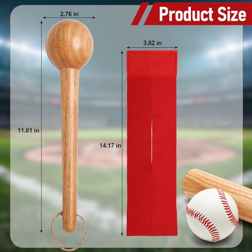 Baseball Glove Break in Kit, One-Piece Solid Wooden Baseball Glove Mallet and Three Colors Glove Wrap Straps for Baseball Glove and Softball Glove, Fit Adult Youth Kids Catcher Mitt - color: red