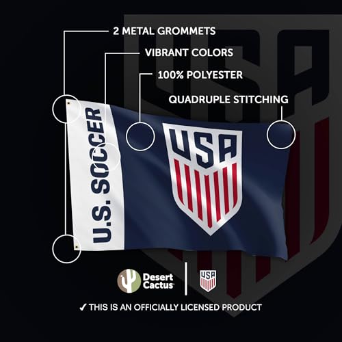 Desert Cactus US Soccer Flag USMNT United States Men's National Team 100% Polyester Indoor Outdoor 3x5 feet Officially Licensed Gear (Design G, USA Soccer - G)