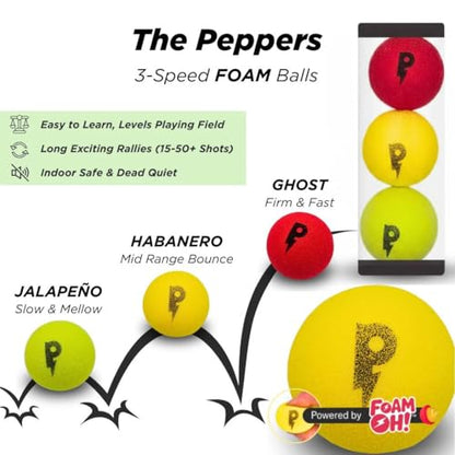 Ping Pong, Reinvented | Any Surface, Indoor or Outdoor Portable Paddle Sport| 3-Speed Foam Balls, 4 Premium Paddles, Free-Standing Net, Carry Bag: Whisper Quiet, 60-Sec Setup