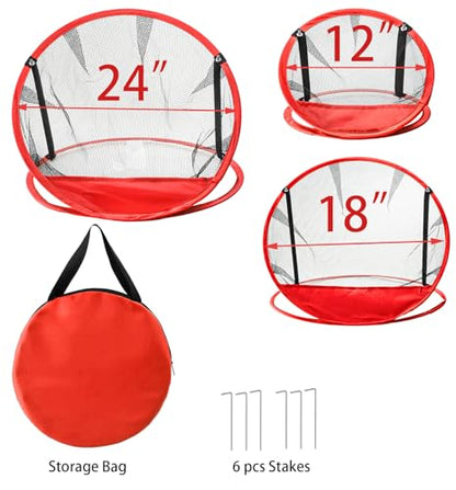 Jucoan 3 Pack Golf Chipping Net, 3 Sizes Pop Up Golf Target Practice Net for Indoor and Outdoor, Gifts for Father's Day Men, Husband, Kid, Golfers, 6 Ground Stakes