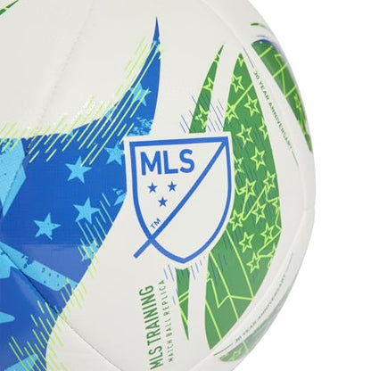adidas Unisex MLS Soccer Ball - color: Training White/Green/Glory Blue/Solar Blue, size: 4
