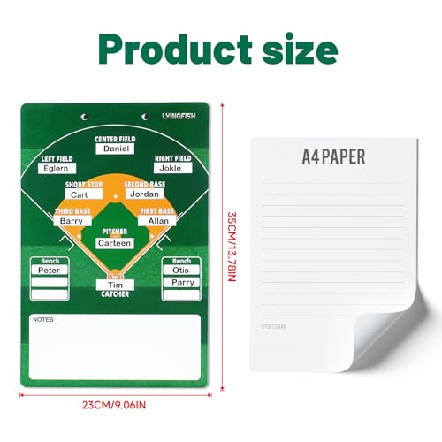 Dry Erase Coaches Clipboard， Reuse Baseball Dry Erase Coaching Board Double-Sided Baseball White Board for Coaches Writable and Erasable Coaching Board (Baseball) - style: Modern baseball