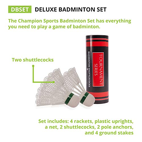 Champion Sports Outdoor Game Sets – Volleyball, Badminton, Tetherball, Bocce & Croquet - style: Recreational Badminton Set