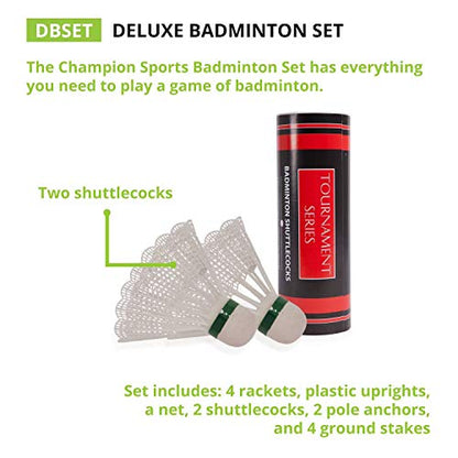 Champion Sports Outdoor Game Sets – Volleyball, Badminton, Tetherball, Bocce & Croquet - style: Recreational Badminton Set
