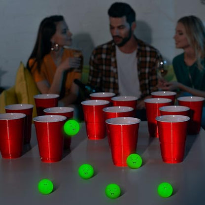 Soulchen 40mm Glow in The Dark Table Tennis Balls Bulk, Carnival Game Night, Neon Birthday Party Favors, Classroom Rewards, Goodie Bag Filler, Pet Playmate - color: Glow in the Dark Green, size: Silly Face