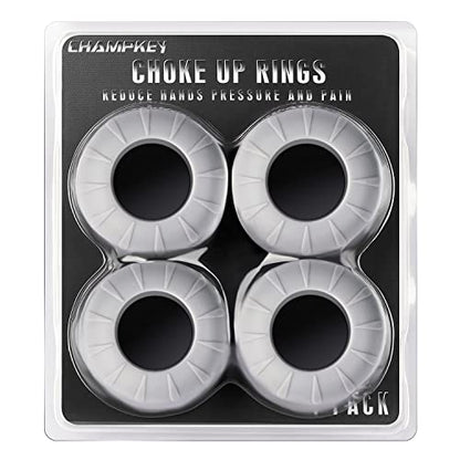 CHAMPKEY Premium Choke Up Rings 4 Pack | Reduced Hands Pain and Pressure Baseball Rings | Ideal for Baseball, Softball and Tee Ball Bat - color: Grey