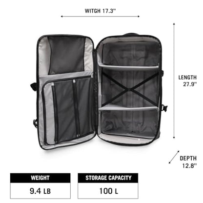 USWE Buddy Athlete Gear Pack, Duffle Bags to Store Sports Gear, Essentials, Ideal For Travelling, Gym, Training and More (100L Trolley Bag Black/Red) - style: 100l Trolley Bag Black/Red