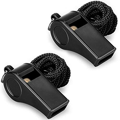 Whistle, 2 Packs Plastic Sports Whistles with Lanyard, Loud Crisp Sound Whistle Ideal for Coaches, Referees, and Officials - color: Black