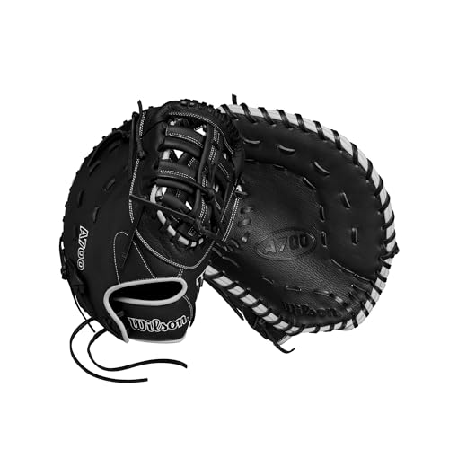 Wilson | A700 | Baseball Gloves + Mitts | Right + Left Hand Throw | Multiple Styles - color: Black/Silver/White, size: 12" | First Base