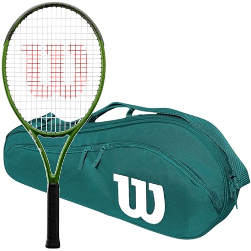 Wilson Blade Feel Comp Jr Tennis Racquet Bundled w a Tennis Bag or Backpack - color: Green Advantage Bag, size: 25 Inch Racquet