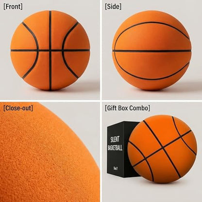 Silent Basketball Size 3/5 (22"/26") Ultra-Quiet No-Noise Indoor Training Ball, High-Density Soft Foam Easy Grip Highly Elastic Practice Ball with Individual Gift Packaging