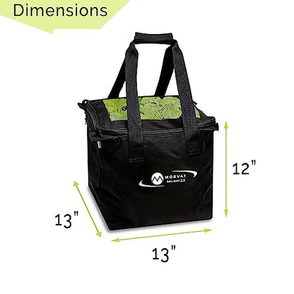 MORVAT Professional Tennis & Pickle Ball Hopper Holds 165 Balls Heavy-Duty Pro Sports Practice Cart, Foldable Portable Compact & Lightweight Zippered Pocket & Racket Holder, Carry Bag + 3 Tennis Balls - style: Hopper Bag