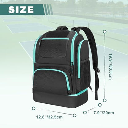 GOBUROS Pickleball Bags for Men Women, Pickleball Backpack for 4 Paddles with Shoe Compartment, Large Capacity Pickle Ball Equipment Bag, Black - color: Black