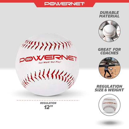 PowerNet Practice Softballs, 12 PK Recreation Grade 12" Balls, Softball Practice Balls for Soft Toss Batting Fielding Hitting & Pitching Drills, 12 Inch Softballs, White or Yellow - color: White