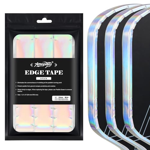 Pickleball Edge Guard Tape, Laser Silver Pickleball Protection Tapes 3 Pcs, 30MM Width Extra Long & Thickness, No Wrinkling Edge Guard for 13MM & 16MM & 20MM Thicknesse Paddles - color: Laser Silver, size: 30MM Width