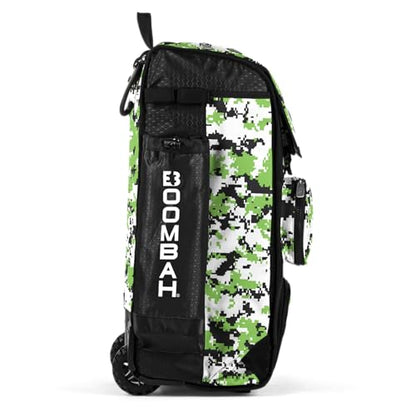 Boombah Rolling Catchers Superpack Baseball/Softball Gear Bag Digital Camo - 23-1/2" x 13-1/2" x 9-1/2" - Multiple Colors - Telescopic Handle and Holds 4 Bats - Wheeled Version - color: Black/Lime Green
