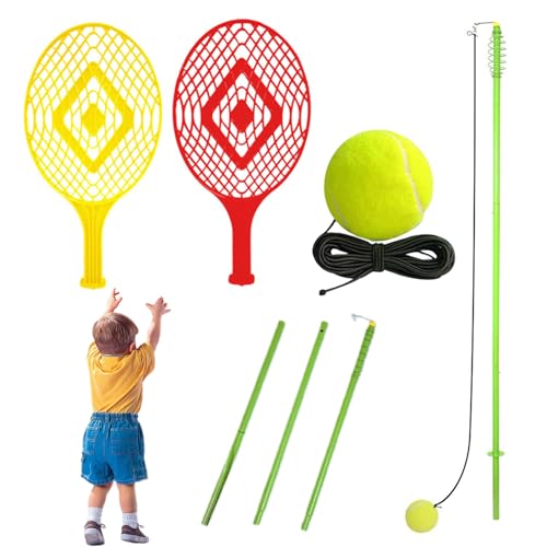 Tennis Trainer, Solo Practice Set, Portable Swing Aid, Self Training Equipment 5.28 Feet for Match Preparation, Hitting Feedback, and Leisure Court Games Players, Athletes, Beginners Anytime Anywhere