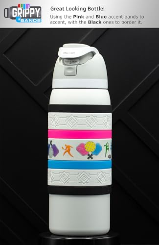 Pickleball Water Bottle Grip Kit - WHITE: Regular - 9 Bands for Superior Grip, Style, & Protection.