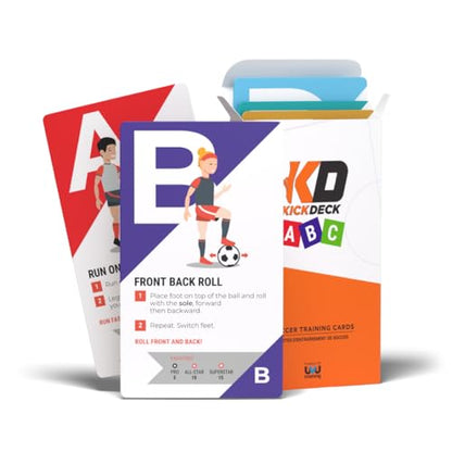 KickDeck ABC Soccer Cards for Kids 4+ | Fun Alphabet Soccer Drills for Footwork, Ball Control & Coordination | Screen-Free Practice at Home & Outdoors