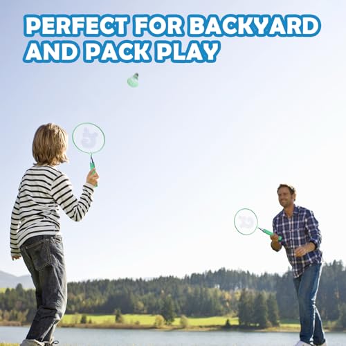Kids Badminton Rackets Set with Soft Grip, Oversize & Lightweight Shuttlecocks Racquet with Carry Bag for Children Youth, 2 Player Sport Game for Indoor Outdoor Backyard