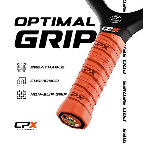 CPX Pro Carbon Fiber Pickleball Paddle - Professional Grade, Matte Finish, Honeycomb Core, Tennis Style Grip - Edgeless Paddle Designed in Chicago, USA - color: Black Pro