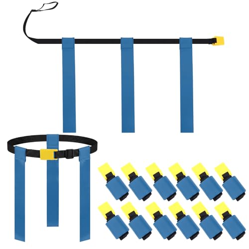 3 Flag Football Belts Flag Football Belts and Flags Adults Size Triple Flags Quick Release Sport Training Equipment - color: Blue