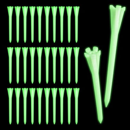 FINGER TEN Glow-in-The-Dark Plastic Golf Tees 2 3/4" 3 1/4" Value 30 Pack, Durable Fluorescent Green Light Up Tees with 5-Prong for Indoor Outdoor Night Practice (30 Pack (2 3/4 Inch))