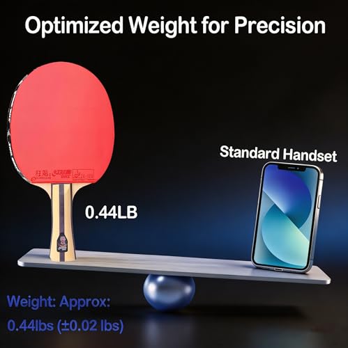 DHS Ping Pong Paddles with Fabric Paddle Cover Case，Sticky Rubber for Max Spin, 7-Ply Wood Table Tennis Racket, Tournament Ready