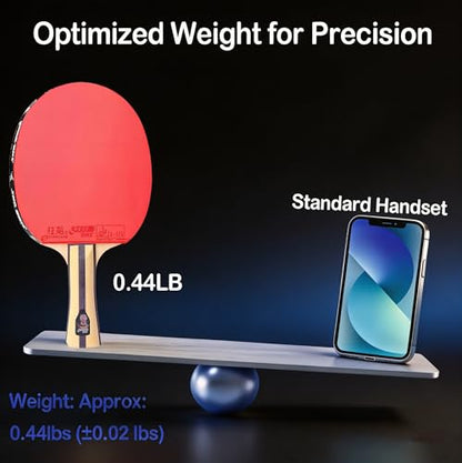 DHS Ping Pong Paddles with Fabric Paddle Cover Case，Sticky Rubber for Max Spin, 7-Ply Wood Table Tennis Racket, Tournament Ready