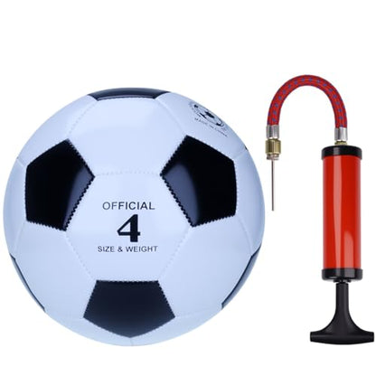 Classic Black & White Soccer Ball with Pump – Machine Stitched PU Leather Training Ball for Indoor & Outdoor Practice – Durable Recreational Football – Sizes3/4/5 - size: 4
