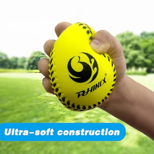PHINIX 11 Inch Foam Softball 4 Pack (Yellow and Green)