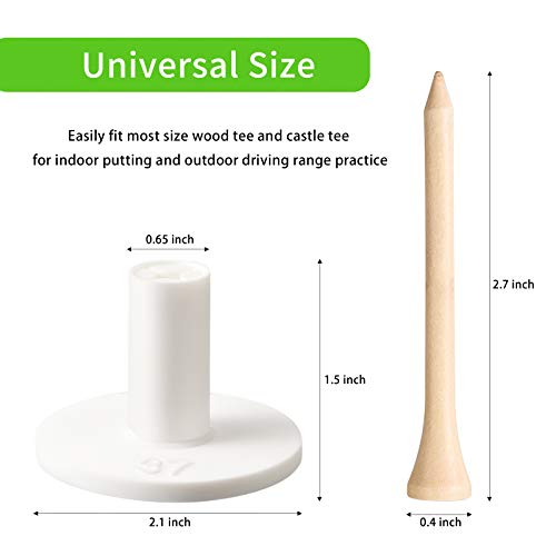 Sumind 10 Set Golf Rubber Tee Holder Set for Driving Range Golf Practice Mat Indoor Outdoor Size 1.5 Inch (10 Rubber Tee Holders, 10 Bamboo Tees)