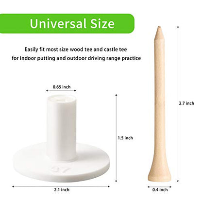 Sumind 10 Set Golf Rubber Tee Holder Set for Driving Range Golf Practice Mat Indoor Outdoor Size 1.5 Inch (10 Rubber Tee Holders, 10 Bamboo Tees)
