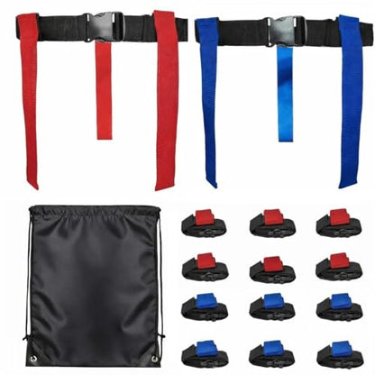 HE Adult Flag Football Belts 40″ Adjustable, Extra-Wide 2″ Heavy-Duty Polypro – American Made Lifetime Waranty Several Colors - color: Red/Blue