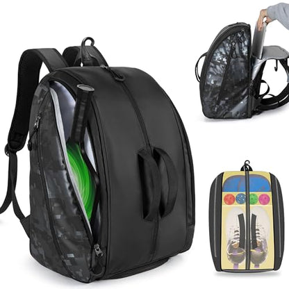 Smasrob Pickleball Bag Fits 4 Pickleball Paddles, Pickleball Backpack with Laptop Pocket, Shoe Compartment and Fence Hook - color: Black