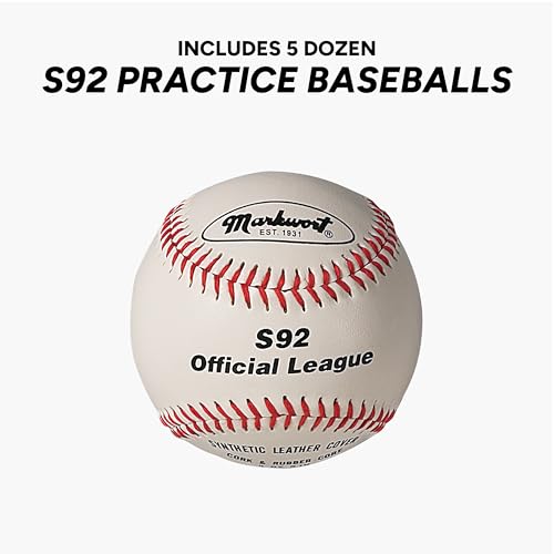 Markwort Power Swing Bucket with 5 dozen S92 Practice Baseballs
