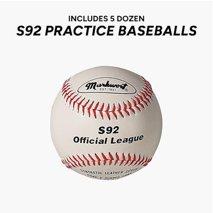 Markwort Power Swing Bucket with 5 dozen S92 Practice Baseballs