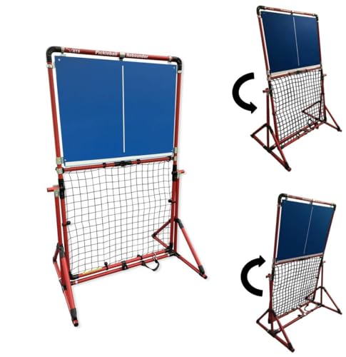 Portable Pickleball Rebounder | 3 Panel Angle Positions | Trainer for Practice Dinks & Drills | Adjustable Panel Angles - color: Red Frame and Blue Panel