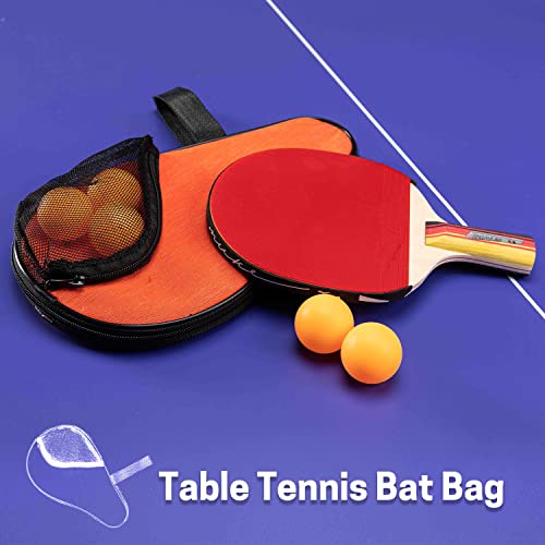 VISEMAN Table Tennis Racket Cover, Ping Pong Paddle Case, Portable Waterproof Table Tennis Bat Bag to Hold 2 Paddles 5 Balls - color: Orange