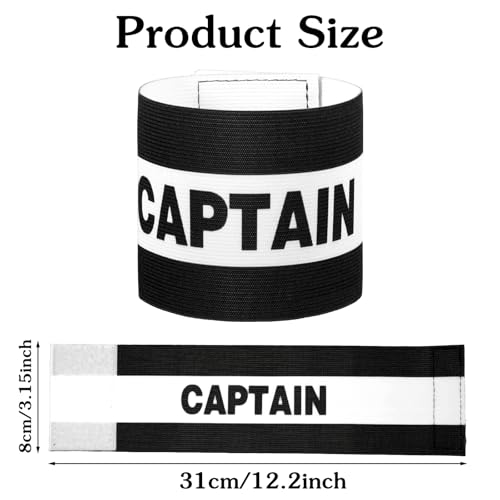 4Pcs Elastic Soccer Captain Armbands, Adjustable Breathable Classic Design, Suitable for Youth and Adults, Multi-Sport Accessory for Football, Rugby, Basketball and Volleyball (12.2x3.15In)