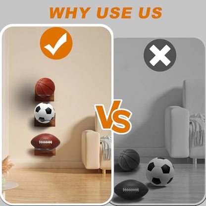 Wall Mounted Basketball Hoops, Made of Solid Wood and Metal, can be Easily Installed, Suitable for Basketball, Soccer, Soccer Display Unit Storage