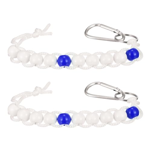 Golf Beads Counter, Golf Ball Beads Bracelet Count Stroke Score Acrylic Sports Keeper Putting with Hook for Golfer - color: Blue 2/ White 8