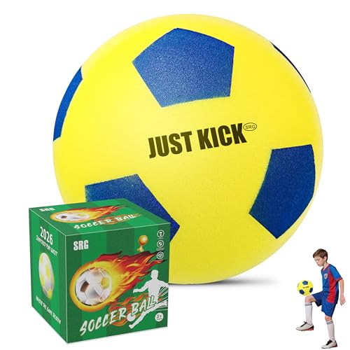 SRG Silent Foam Soccer Ball – Airless Indoor House Ball for Quiet Training, Soft Durable Foam Design, Multi-Use for Dribbling Practice, Gift for Soccer Fans, Sizes 3/5 / 7
