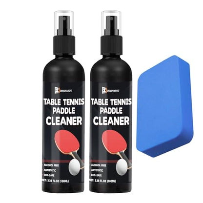 200ml Table Tennis Paddle Cleaner Spray, Restores Tackiness, Removes Dust, and Extends Rubber Life, Includes Sponge