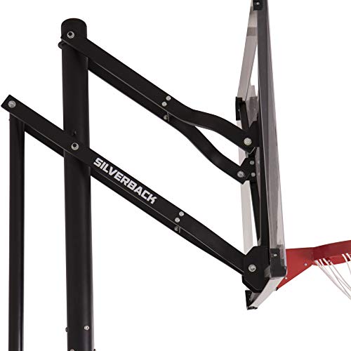Silverback Height Adjustable In-Ground Basketball Hoop with Tempered Glass Backboard, Pro-Style Breakaway Rim, Pole and Backboard Pad