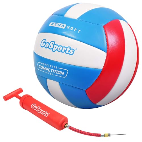 GoSports Soft Touch Recreational Volleyballs - Single or 6 Pack - Regulation Size for Indoor or Outdoor Play - Includes Ball Pump - color: Single Ball